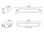Technical drawing of the lamp showing precise measurements of height, width, depth, and mounting hole positions.